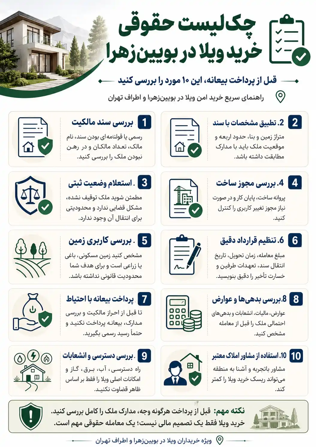 10 نکته قبل از خرید ویلا